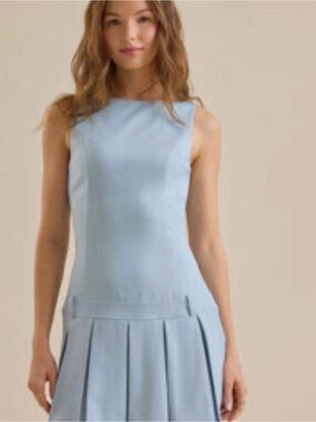 Altar’d State Dusty Blue Sleeveless Pleated Dress